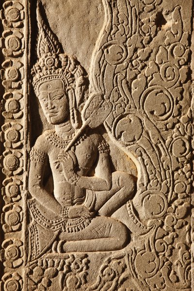 Apsara Dancer Carving på Angkor Wat, Siem Reap, Kambodja av Unbekannt