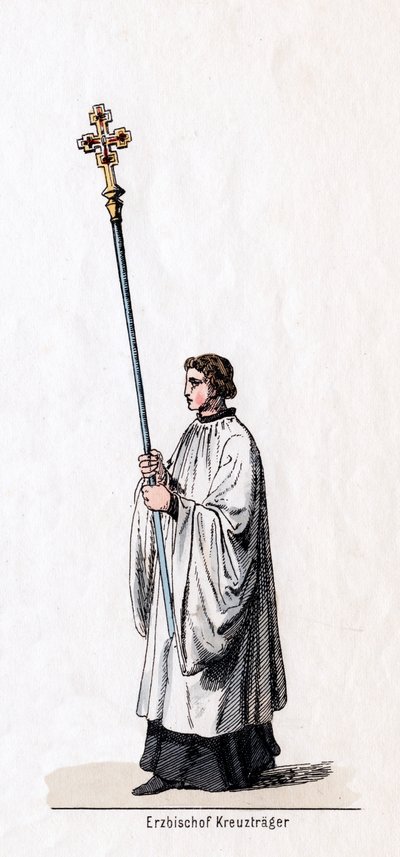 Ärkebiskopens korsbärare, kostymdesign för Shakespeares pjäs, Henrik VIII, 1800-talet av Unbekannt