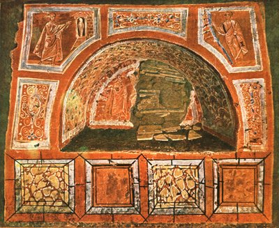Arcosolium i Domitillas katakomb på Via Ardeatina, Rom, Italien, 1928. av Unbekannt