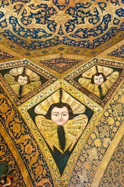 Armeniska apostoliska kyrkan; takmålning; ansikte med vingar; keruber och serafer; Vanks katedral; Jolfa eller Nya Julfa; Isfahan; Iran; Asien av Unbekannt