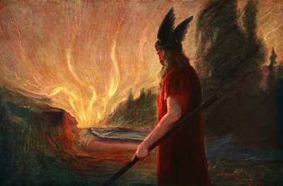 "När lågorna stiger, lämnar Wotan", 1906 av Unbekannt