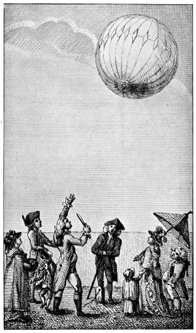 Ascension of a Montgolfier balloon, sent 1700-tal, 1910 av Unbekannt