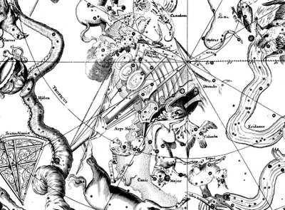 Astronomisk karta, centrerad på den södra konstellationen Argo Navis, 1742 av Unbekannt
