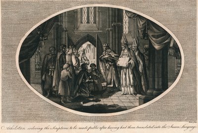 Athelstan beordrade publicering av skrifterna översatta till anglosaxiska, 930-talet 1793 av Unbekannt