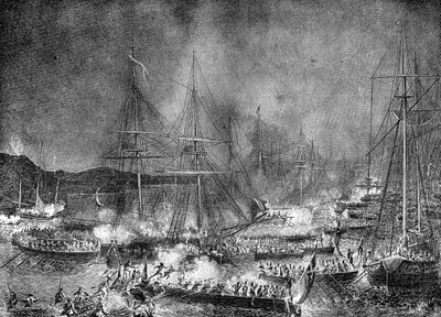 Attack mot den franska invasionsflottiljen i Boulogne, Frankrike, 15-16 augusti 1801 1882-1884 av Unbekannt