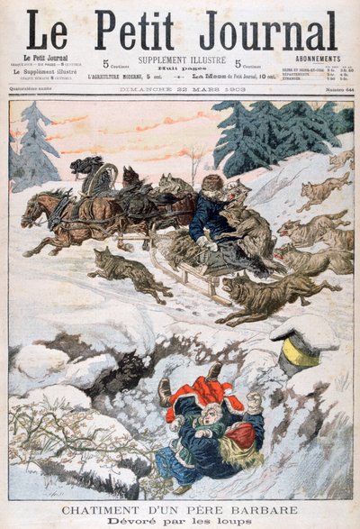 Angripen av vargar, Ryssland, 1903 av Unbekannt