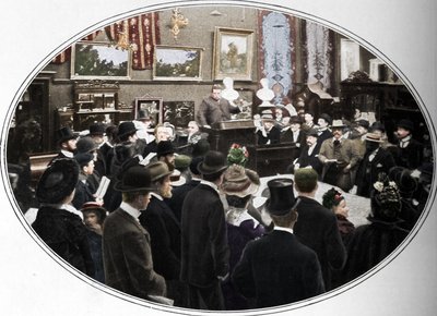 Auktion pågår hos Phillips auctioneers, London, c1901 1901 av Unbekannt