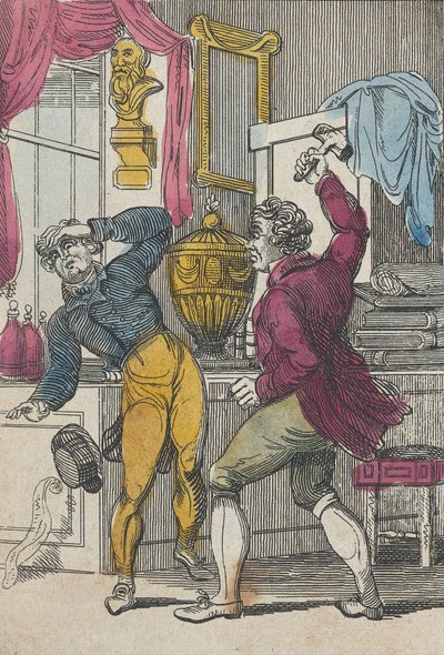 Auktionsförrättare och advokat, auktionsförrättare knockar en dålig lott, tidigt 1800-tal.. av Unbekannt