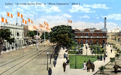 Avenida Saenz Pena och Plaza Casanave, Callao, Peru, c1900-talet av Unbekannt