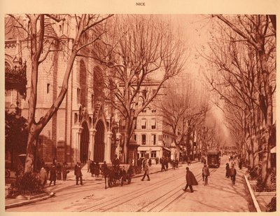 Avenue de la Victoire och Notre-Dame-kyrkan, Nice, 1930. av Unbekannt