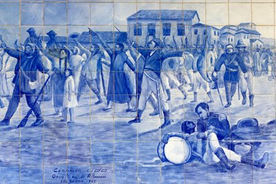 Azulejo-mosaik som visar Brasiliens kamp för självständighet, Cachoeira, Brasilien av Unbekannt