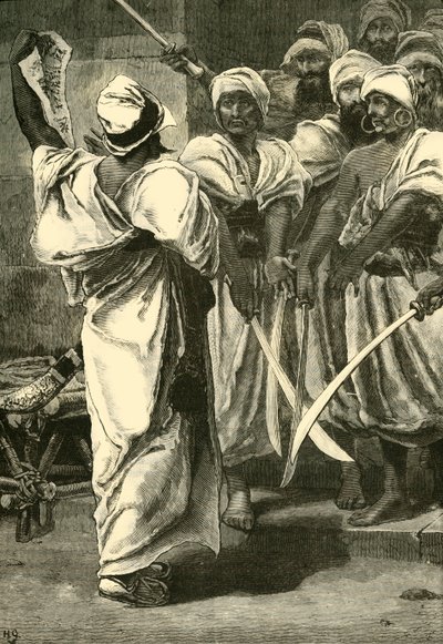 Bagaeus levererar sina meddelanden till det persiska gardet, 1890. av Unbekannt