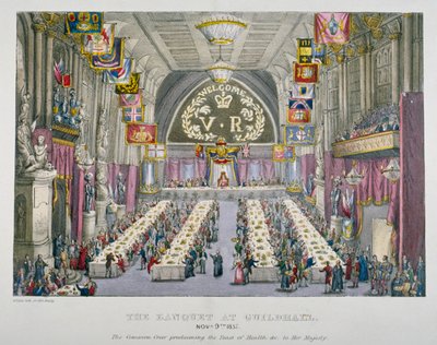 Bankett i Guildhall för att hedra drottning Victoria, City of London, 1837 av Unbekannt