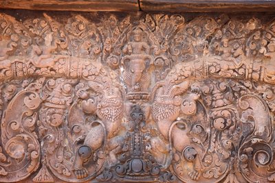 Banteay Srei-templet i Angkor i Kambodja. Intrikat snidade. Siem Reap Kambodja av Unbekannt
