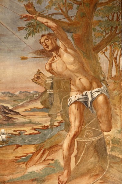 Basilikan Santa Caterina, Galatina, Apulien Fresco i klostret Målad av BrJoseph av Gravina 1696, Galatina, Italien av Unbekannt