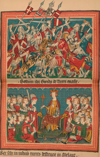 Slaget och domstolen under Henry VII:s March On Rome: A Page from the Codex Balduini, av Unbekannt