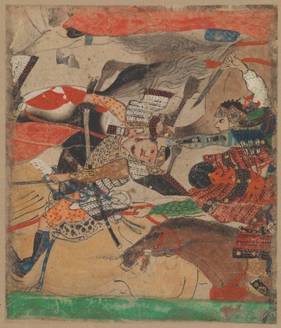 Battle at Rokuhara, från The Tale of the Heiji Rebellion Heiji monogatari..., 1300-talet. av Unbekannt