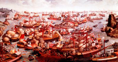 Slaget vid Lepanto, oktober 1571 av Unbekannt