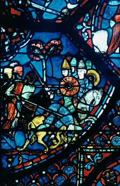 Slaget vid Sahagun, målat glas, Chartres katedral, c1225 av Unbekannt