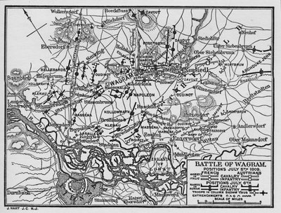 Slaget vid Wagram, positioner 5 juli 1809, 1896. av Unbekannt