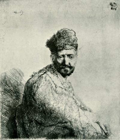 Skäggig man i en pälsad orientalisk mössa och mantel: konstnärens fader, 1631, 1906. av Unbekannt
