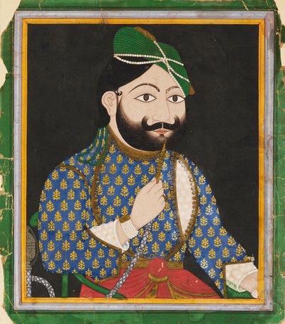 Skäggig man bär en grön turban, 1800-talet av Unbekannt