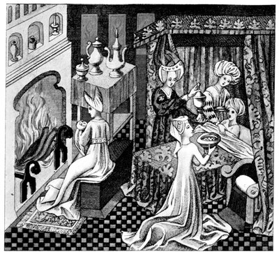 Sovrumsscen, 1400-talet, 1910 av Unbekannt