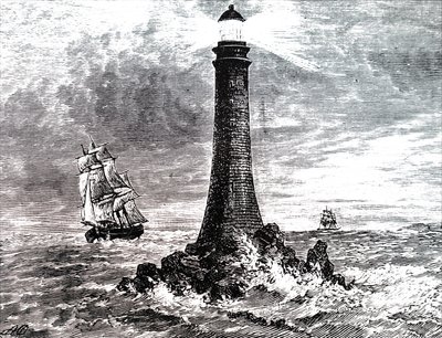 Bell Rock fyr i en storm. av Unbekannt