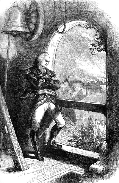 Benedict Arnold tittar på förstörelsen av New London, 1781 c1880 av Unbekannt