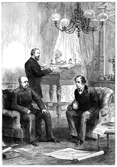 Benjamin Disraeli 1804-1881 möte med Otto von Bismarck 1815-1898, Berlin, 1878 av Unbekannt