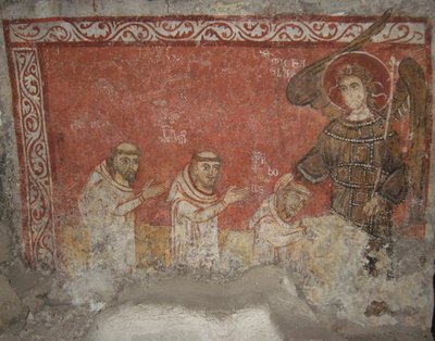 Pilgrim Bernard och hans anhängare, välsignade av ärkeängeln Mikael, ca 950. av Unbekannt