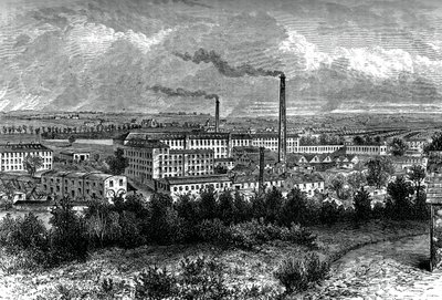 Bessbrook Mills and village, County Armagh, Irland, c1880 av Unbekannt