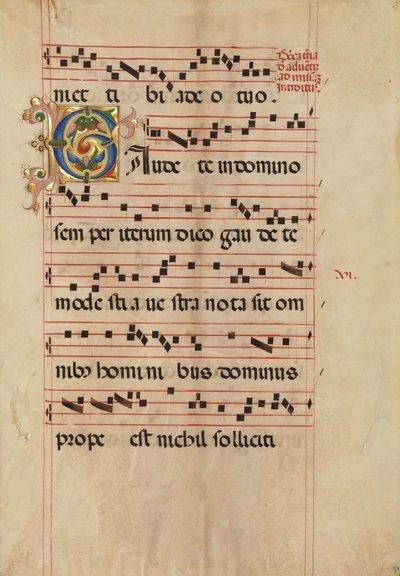 Bifolium med Foliated Initial C, från en gradvis, italiensk, andra hälften av 1400-talet. av Unbekannt