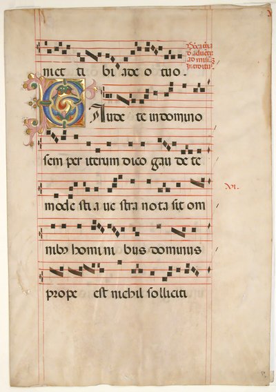 Bifolium med Foliated Initial C, från en Gradual, andra hälften av 1400-talet. av Unbekannt