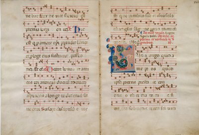 Bifolium med initial L, från ett antifonarium, 1300-tal. av Unbekannt
