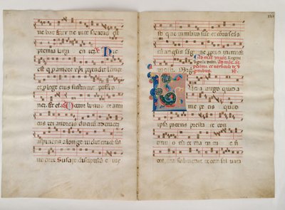 Bifolium med initial L, från ett antifonarium, italienskt, 1300-tal. av Unbekannt