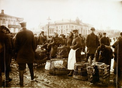 Fågelmarknad, Trubnaya-torget, Moskva, Ryssland, 1908 av Unbekannt