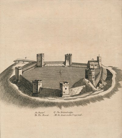 Fågelperspektiv över Oxford Castle i Oxfordshire, c1800 av Unbekannt