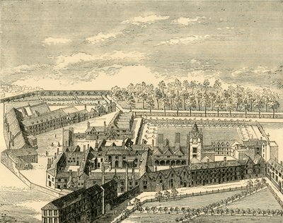 Fågelperspektiv av det gamla charterhuset, c1872. av Unbekannt