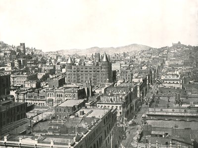 Fågelperspektiv från tornet i Chronicle Building, San Francisco, USA, 1895. av Unbekannt