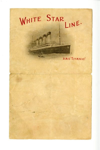 Blank R.M.S Titanic stationery [given to the Hurds by an unknown survivor], ca. 1912 av Unbekannt