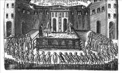 Välsignelse av det ryska nyåret från Georg Adam Schleissing Derer beiyden Czaaren i Reussland Ivan och Peter Alexewiz, 1693 av Unbekannt
