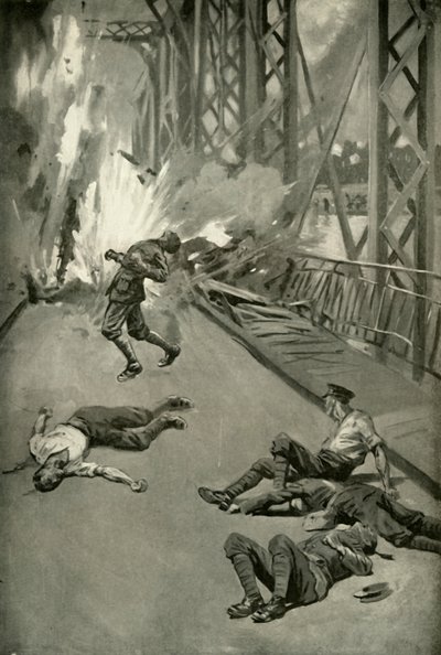 Spränger en bro över Aisne vid Soissons, 1919. av Unbekannt