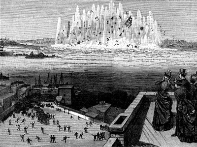 Spränga upp Flood Rock, 1885, 1886. av Unbekannt