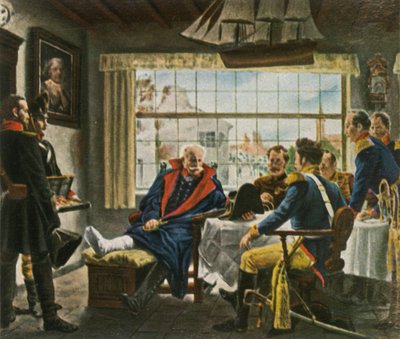 Blücher tar Napoleons medaljer och hatt i besittning efter...Waterloo, 18 juni 1815, 1936. av Unbekannt