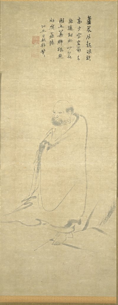 Bodhidharma korsar Yangzi på en vass, 1300-talet. av Unbekannt