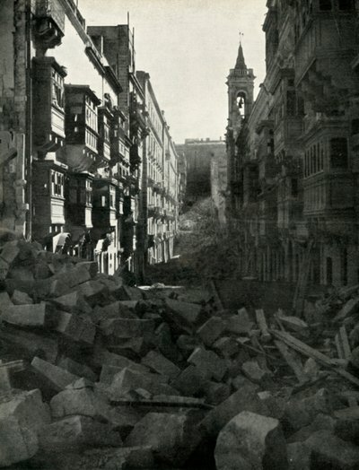 Bombskador på en maltesisk gata, andra världskriget, 1942 1944. av Unbekannt