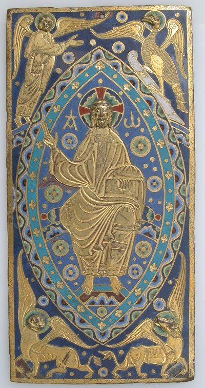 Bokomslagstavla med Kristus i Majestät, franska, ca. 1200. av Unbekannt
