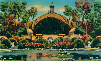 Botanisk byggnad och lagun. San Diego, Kalifornien, c1941 av Unbekannt