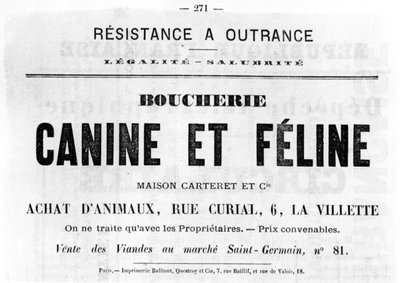 Boucherie Canine et Feline, från franska politiska affischer från Pariskommunen, maj 1871 av Unbekannt